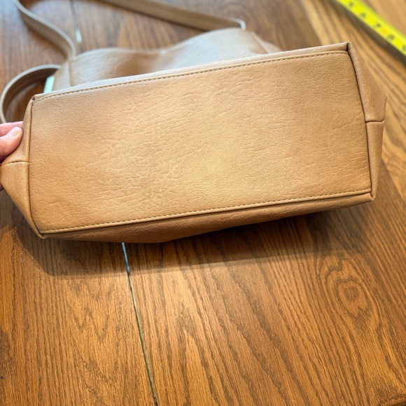 Madison West Classic Tan Shoulder Purse w/ Metal Accents - Picture 9 of 11